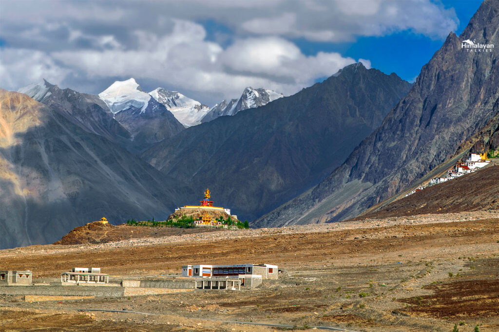 View of the Diskit Monastery with the Gigantic Open-air Buddha Statue in Nubra Valley